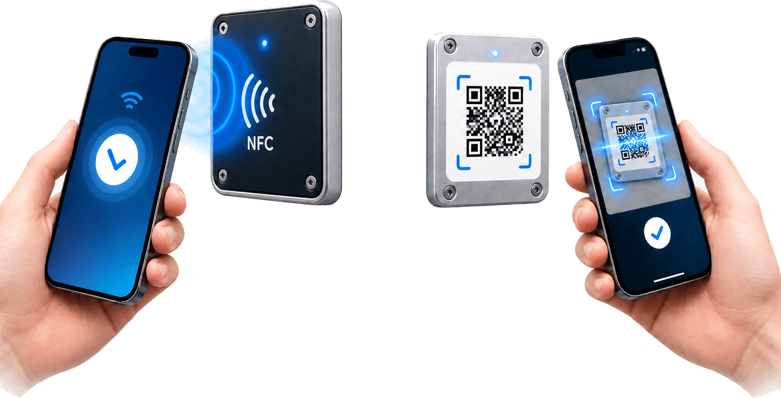 NFC un QR kontrolpunkti